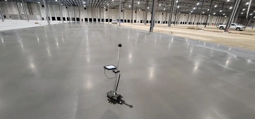 Floor flatness measurement on a new warehouse slab