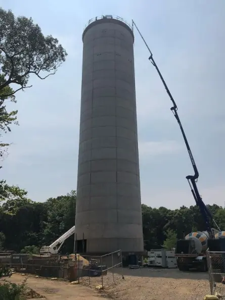 All-concrete water tower under construction in West Hempstead
